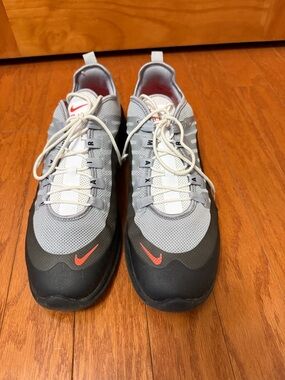 Nike Air Max Grey and Black Sneakers with Orange Swoosh